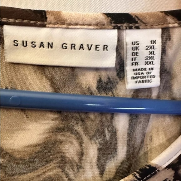 Susan Graver Asymmetrical Top Women's 1X Liquid Knit Animal Print TP-1925 - Picture 2 of 8